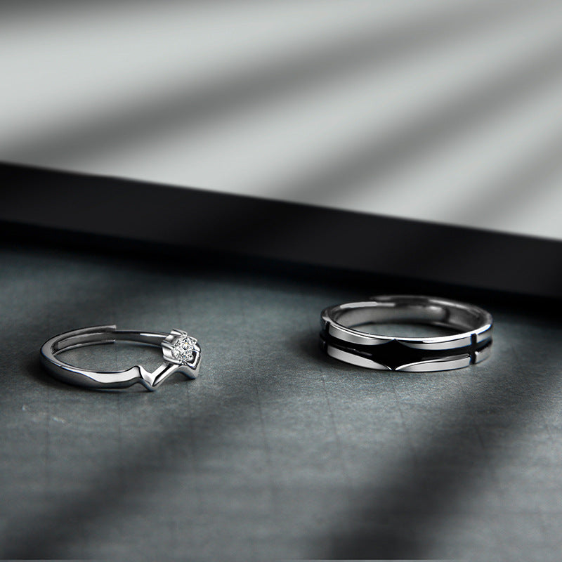 Couple Fashion Ring in Sterling Silver