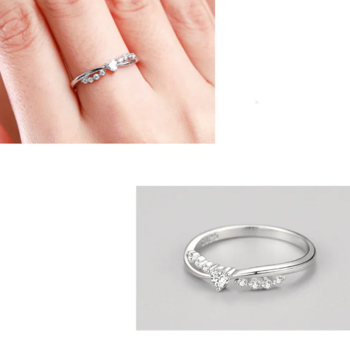S925 Silver Cross Heart Diamond Ring