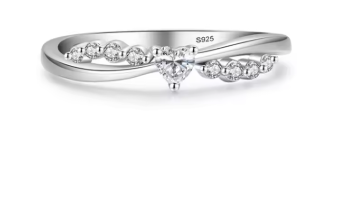 S925 Silver Cross Heart Diamond Ring