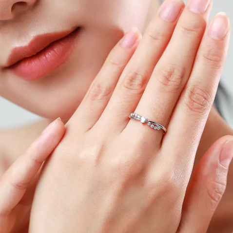 S925 Silver Cross Heart Diamond Ring