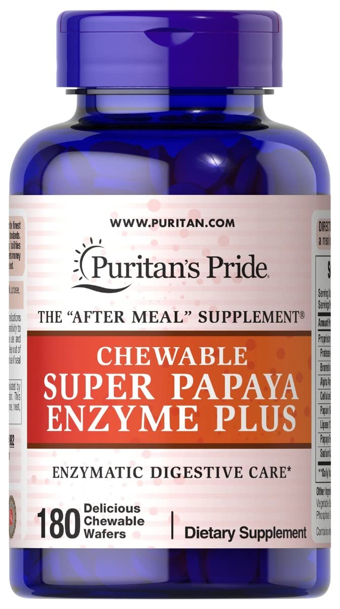 Puritans Pride Chewable Super Papaya Enzyme Plus 180 Count by Wowza Finds